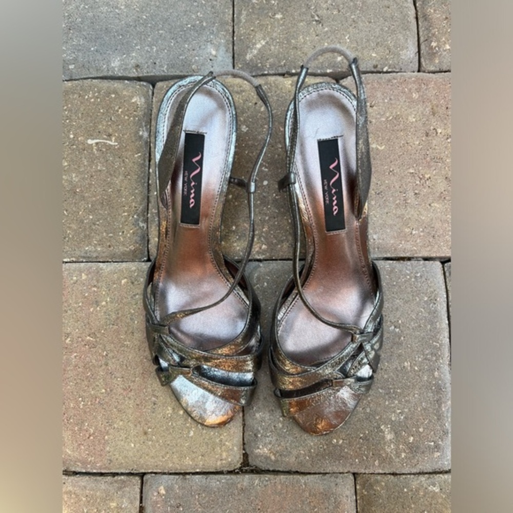 Nina Cyprana Gunmetal Crinkle Heel